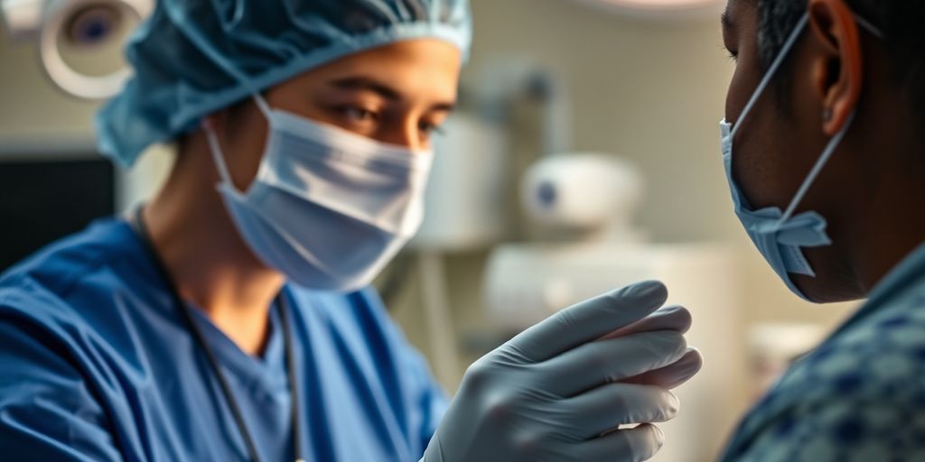 Ärztliche Untersuchung eines Patienten mit Corona-Symptomen.