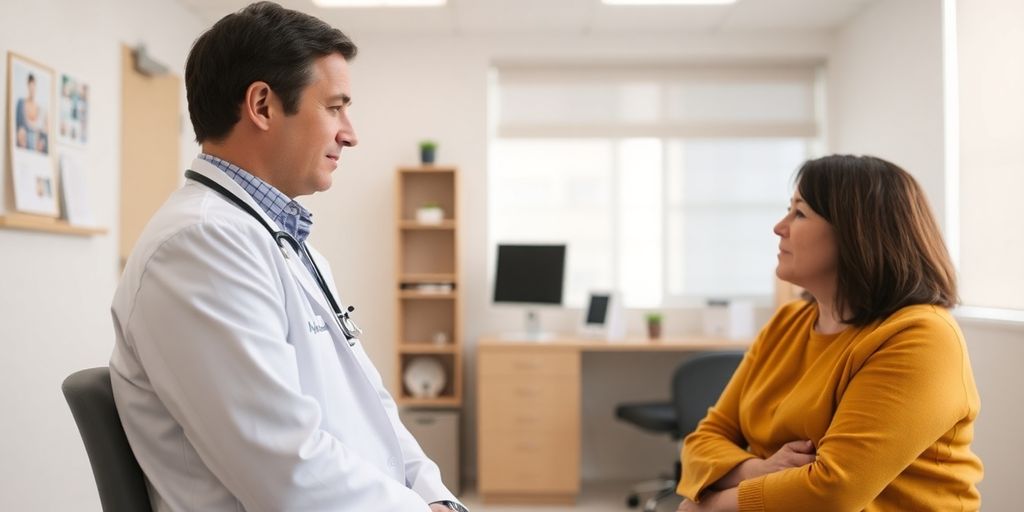 Ursachen für ein Hirnödem: Patient und Arzt im modernen Behandlungsraum.