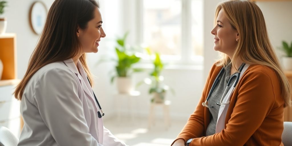 Medikamentöse Therapieoptionen bei Essstörungen: Patient und Arzt in einer freundlichen Arztpraxis.