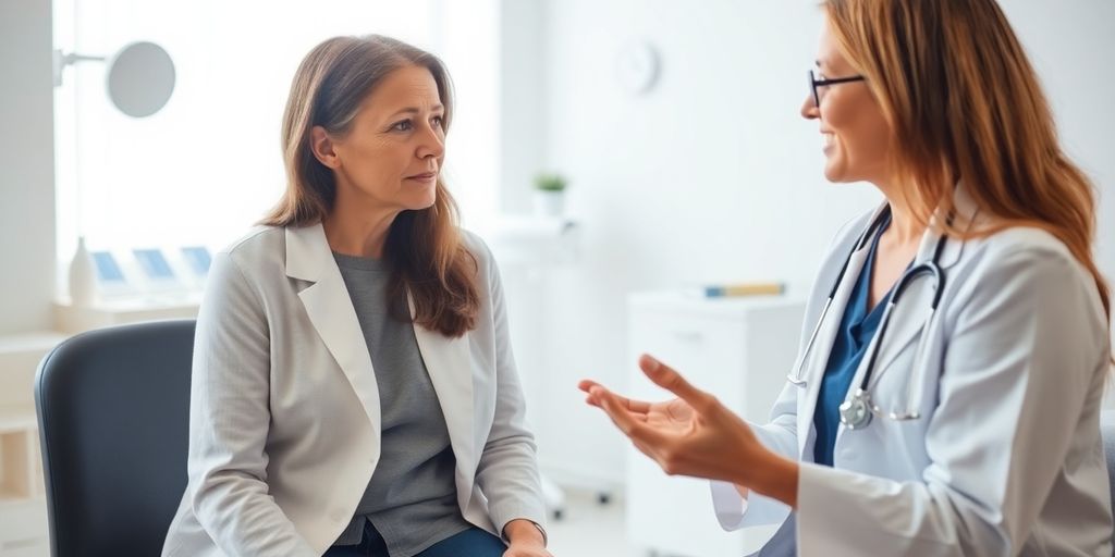 Neurodermitis: Patient und Arzt im hellen medizinischen Raum.