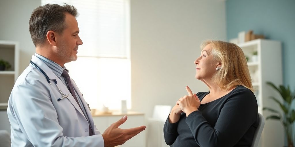 Patient und Arzt im Gespräch über Rosacea Behandlungen.