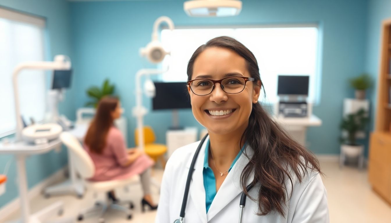 Morbus Panner: Smiling doctor in a bright clinic setting.