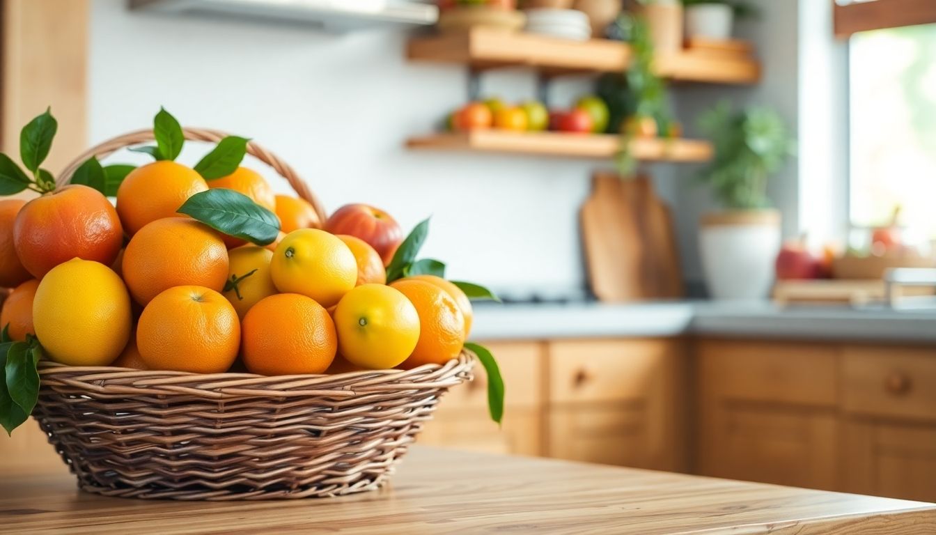 Ernährung bei Nierensteine: Obstkorb in der Küche