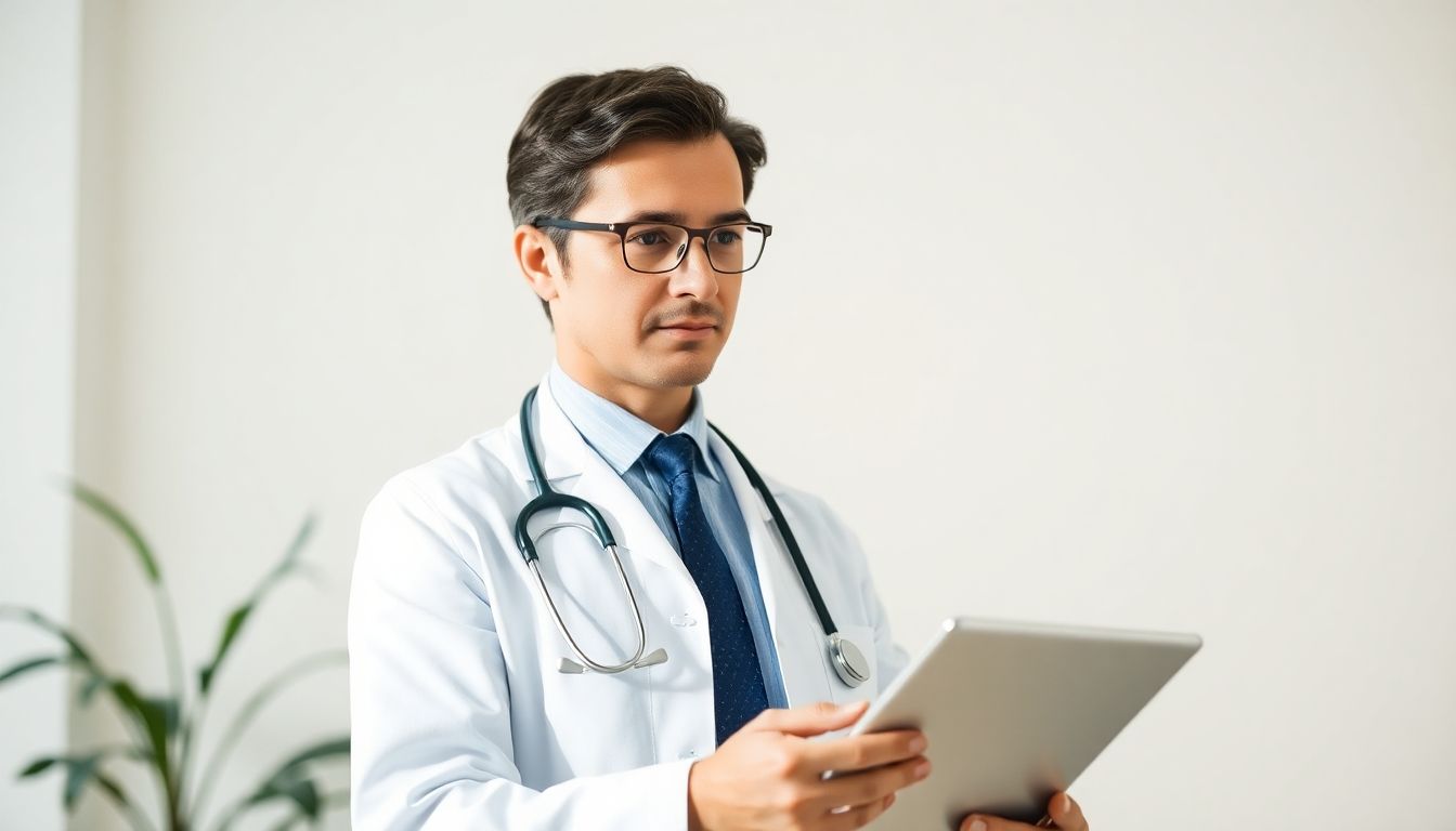 Nahrungsmittelallergie: Arzt mit Tablet