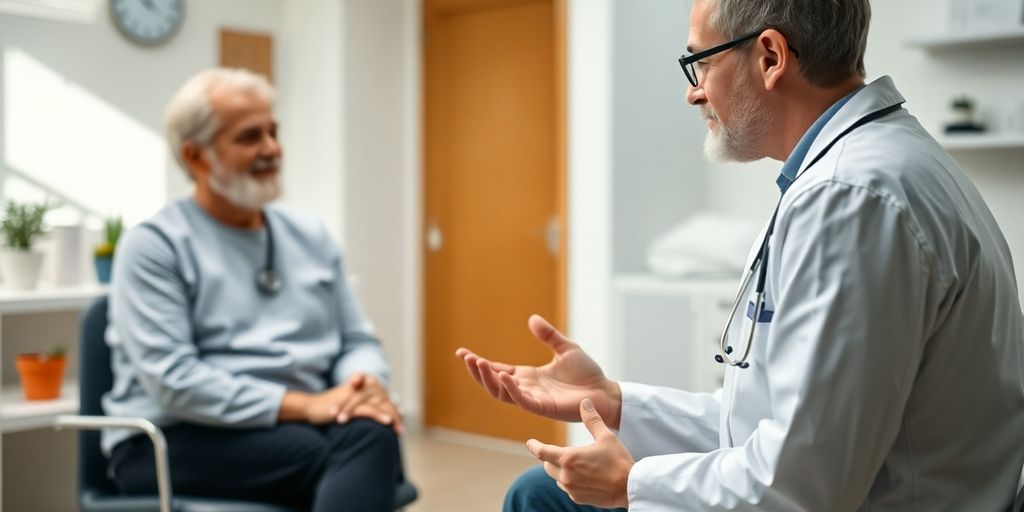Prävention der Shigellose: Patient und Arzt in heller medizinischer Praxis