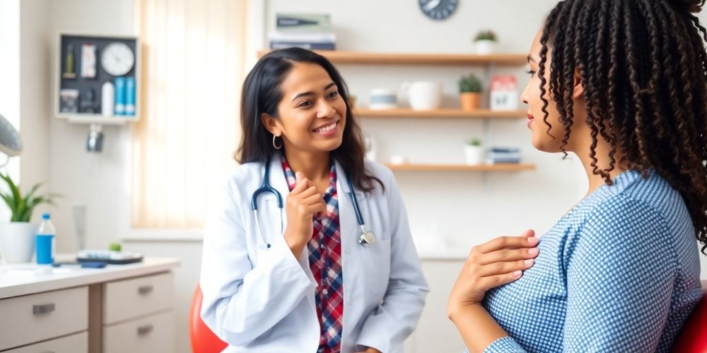 Patient und Arzt im Gespräch über Tonsillitis.