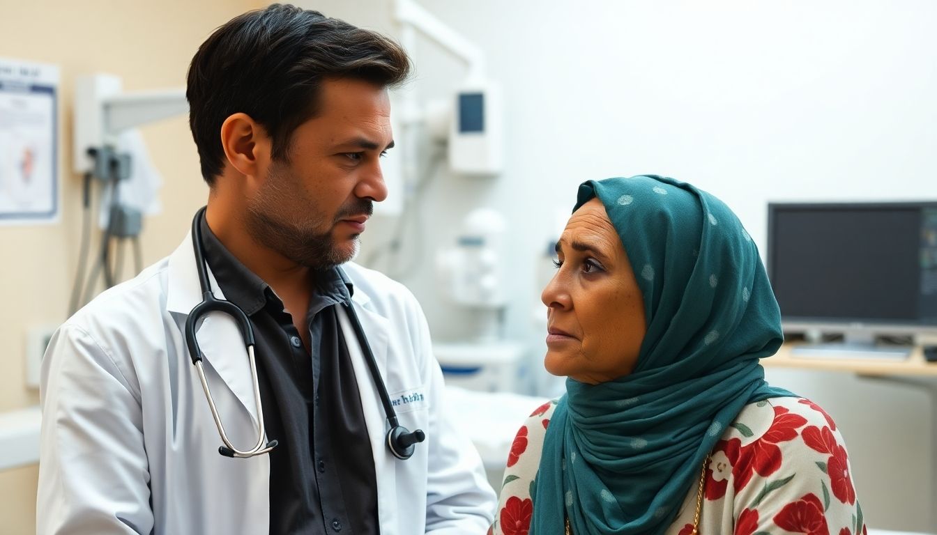 Langzeitfolgen von Tropengeschwüren: Doctor discussing tropical ulcers with a concerned patient.