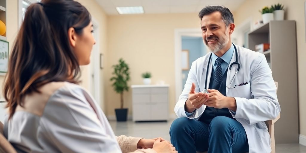 Toxokariose: Patient und Arzt in einer hellen Arztpraxis