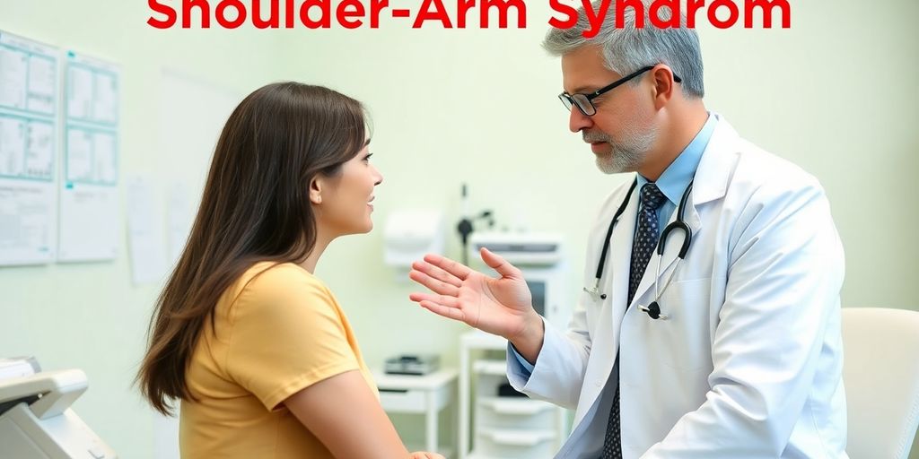 Patient und Arzt in einer hellen Arztpraxis.