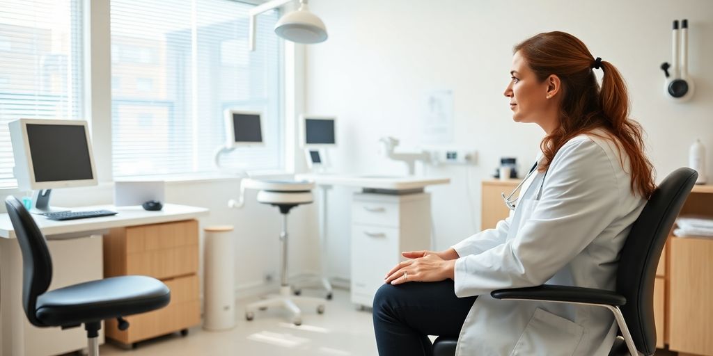 Arzt spricht mit Patient über Salmonellose Symptome.