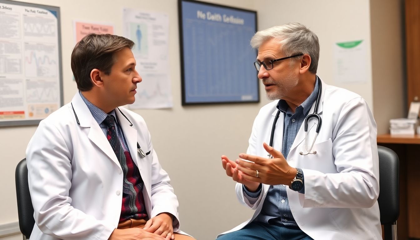 Papillomaviren: Doctor and patient discussing HPV in a medical office.