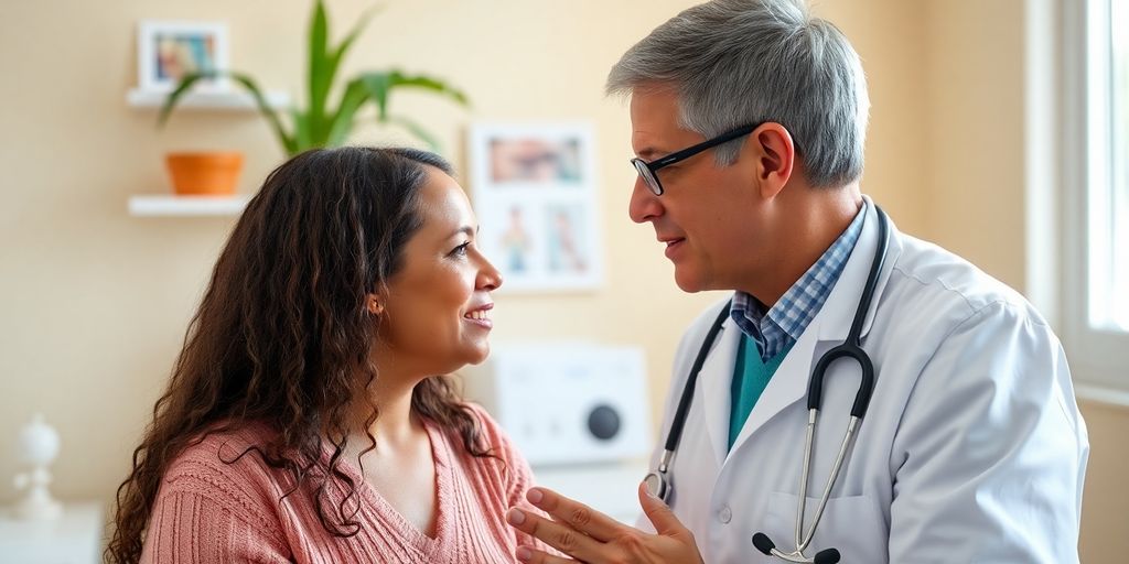 Pityriasis versicolor im Alter: Patient und Arzt im Gespräch über Hautgesundheit.