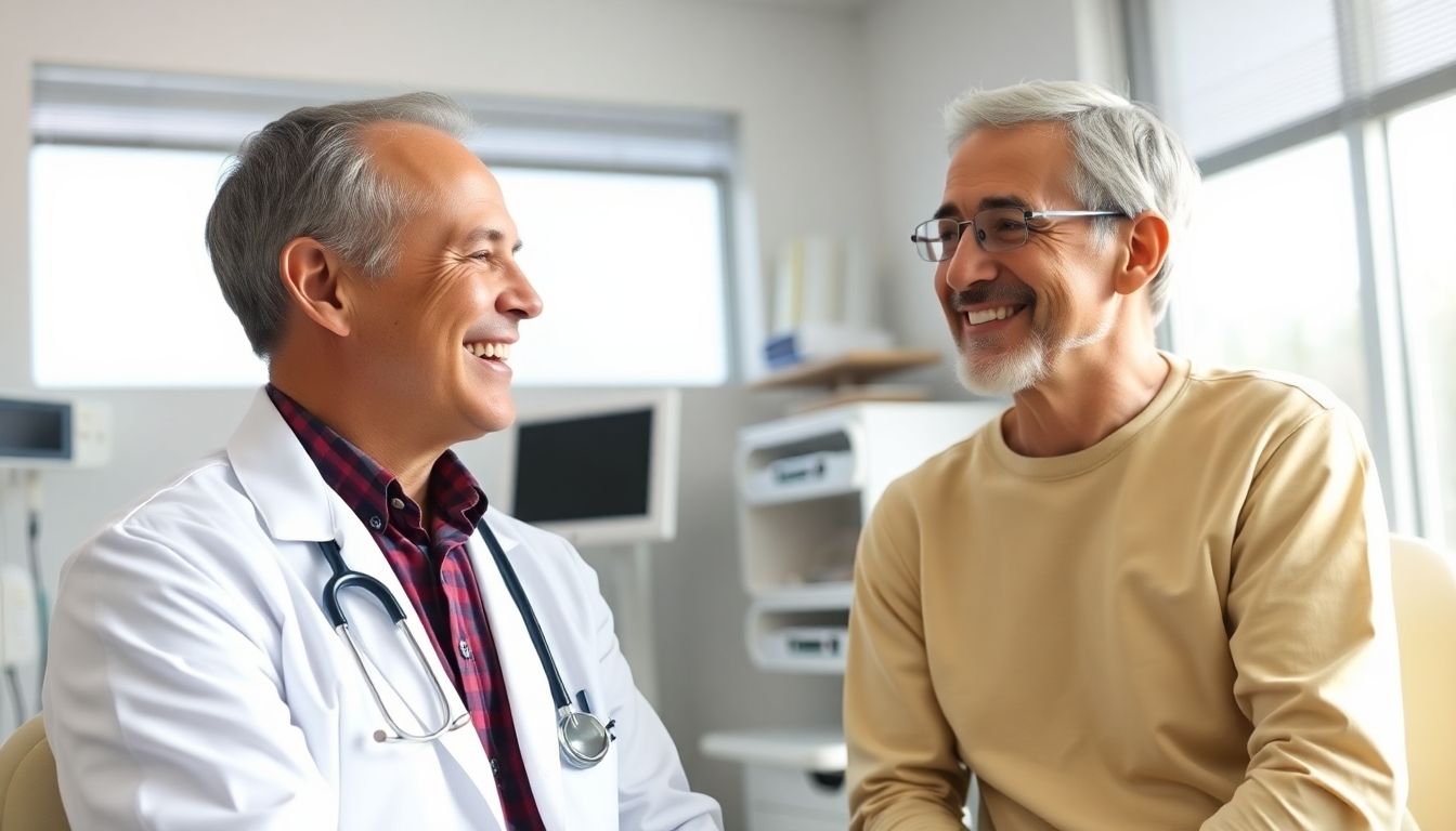 Arzt behandelt Pneumothorax bei einem Mann.