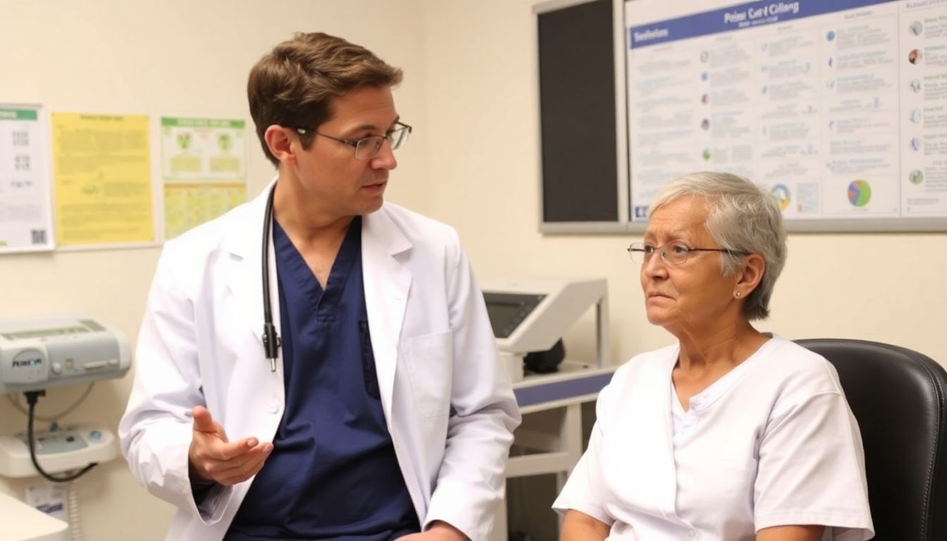 Doctor consulting with patient about Irukandji syndrome.