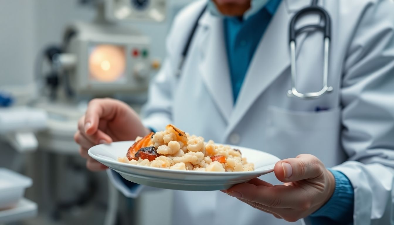 Doctor examining seafood for Vibrio infection prevention.