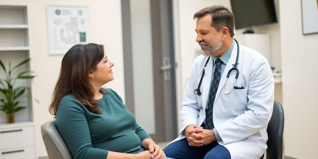 Somnolenz verstehen: Patient und Arzt in einer hellen Arztpraxis.