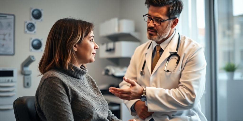 Somnolenz im Alter: Patient und Arzt in einer hellen Arztpraxis.