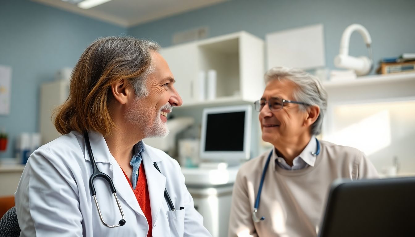 Arzt behandelt Pharyngitis im Zusammenhang mit Allergien.