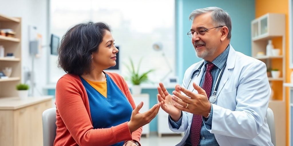 Arzt bespricht medikamentöse Behandlung des Raynaud Syndroms