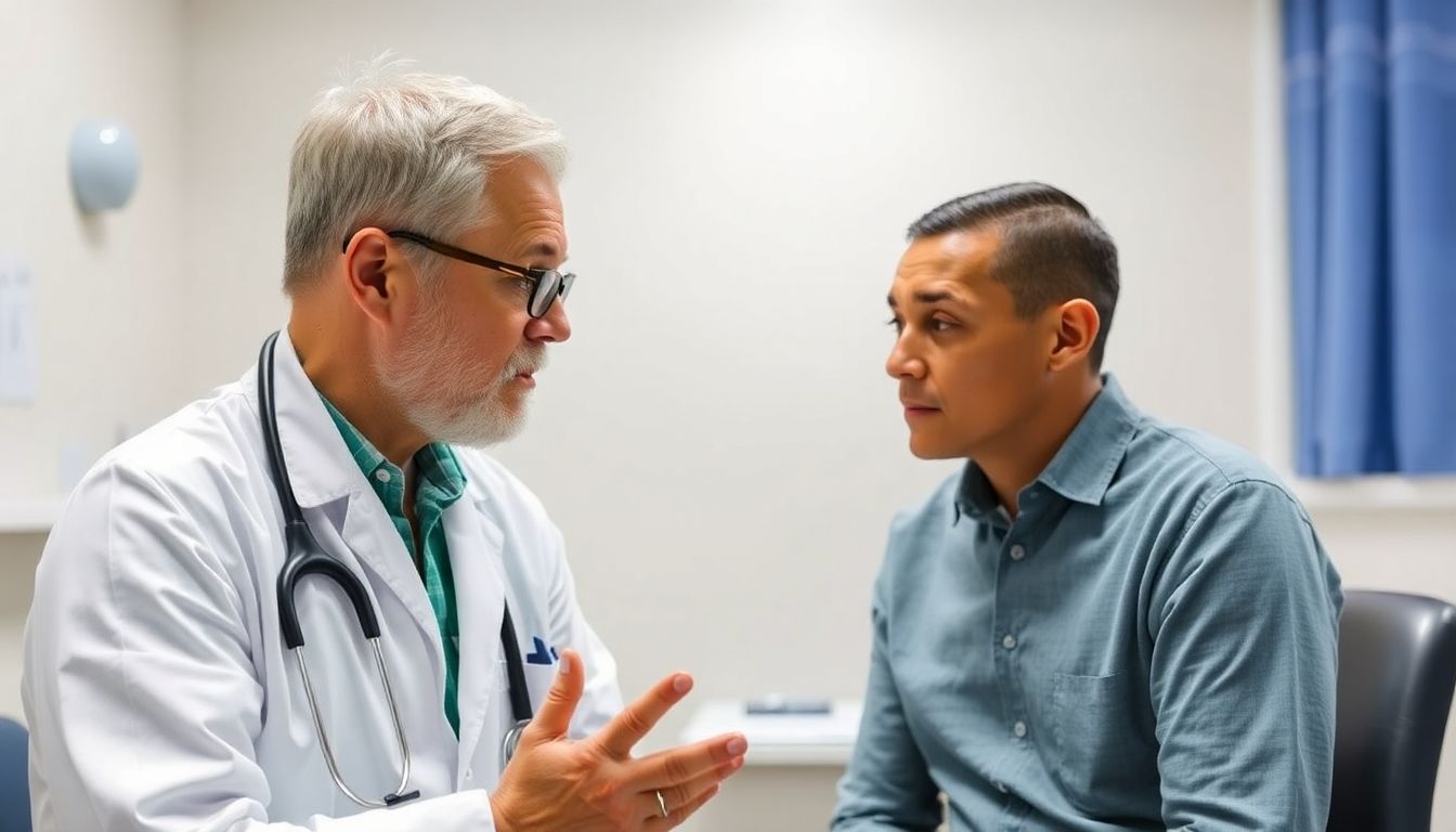 Behandlung von Madenwurmbefall: Doctor consulting patient about pinworm infestation symptoms.