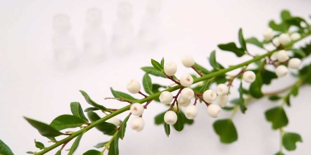 Misteltherapie: Mistelzweig und Ampullen in einem Behandlungsraum.