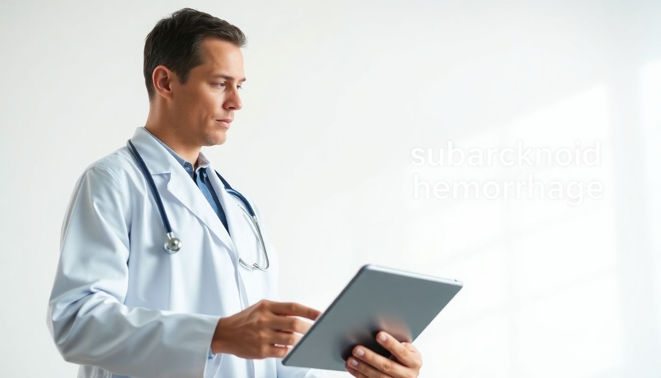 Symptome einer Subarachnoidalblutung: Arzt mit Tablet