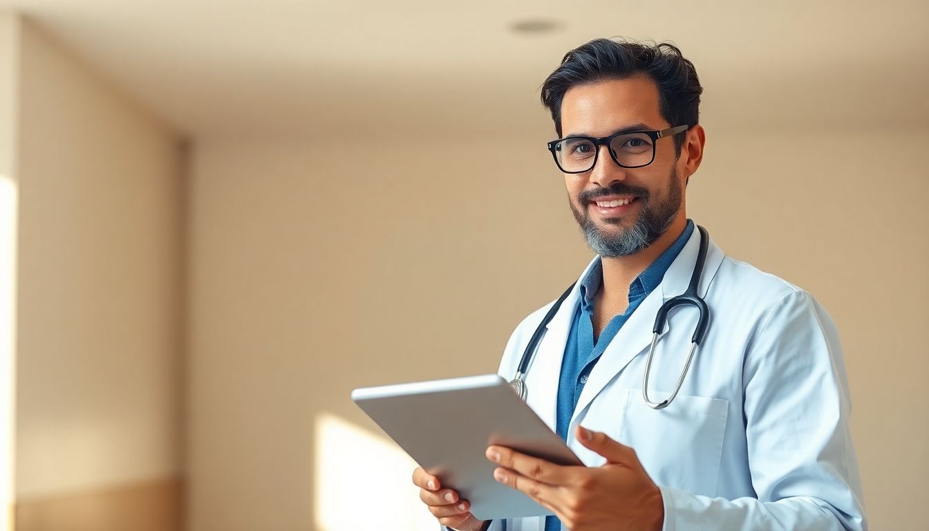 Trypanosomiasis: Arzt mit Tablet