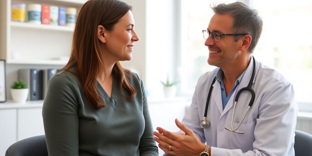 Patient und Arzt im Gespräch über Sodbrennen und Stress