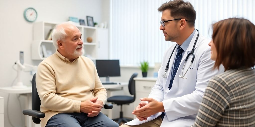 Patient und Arzt im Gespräch über Prostatakrebs.