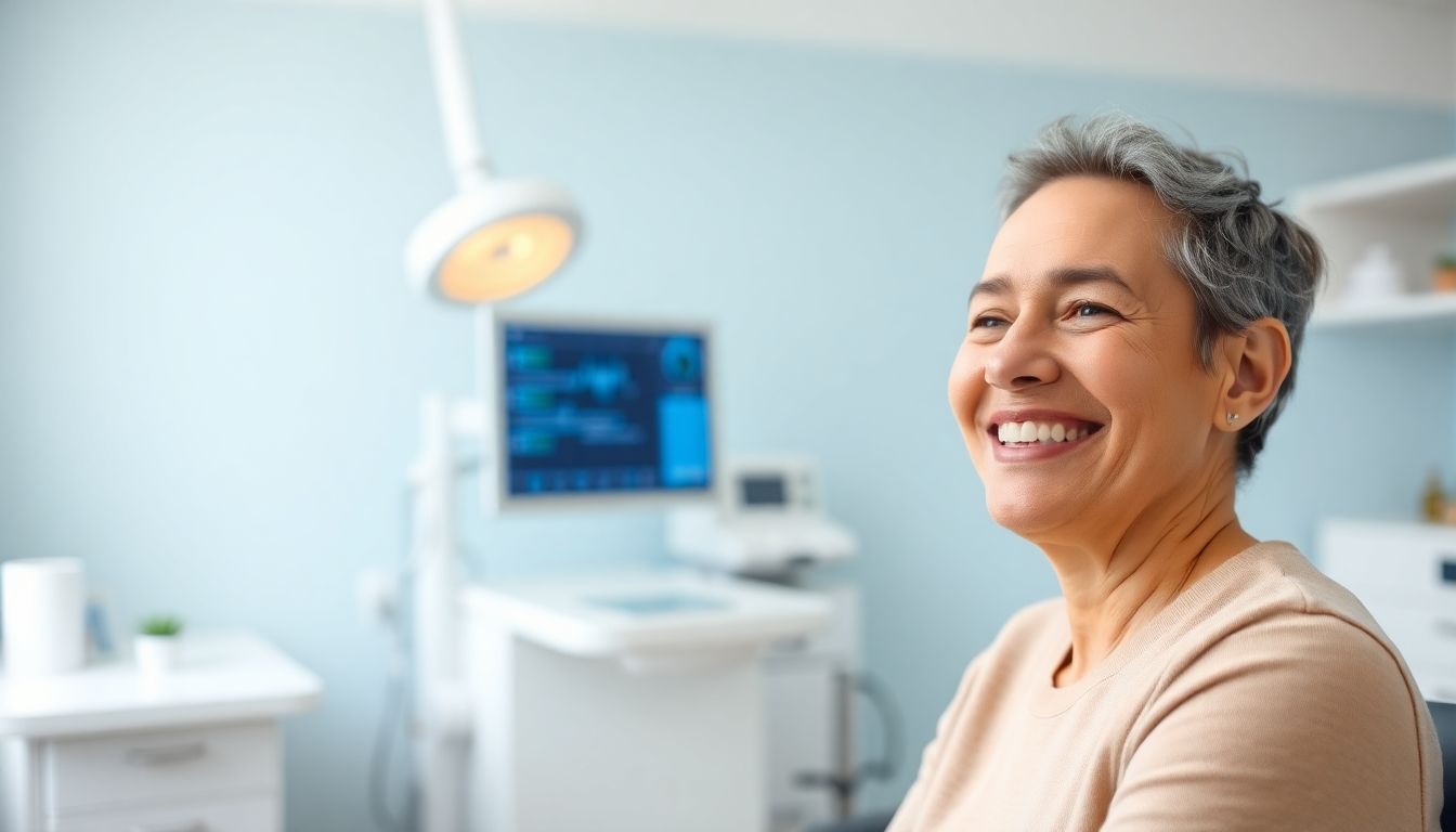 Ursachen für chronische Sinusitis: Frau in Behandlung in moderner Praxis.