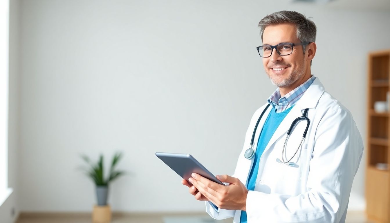 Behandlungsmöglichkeiten der Inklusionskörpermyositis: Arzt mit Tablet