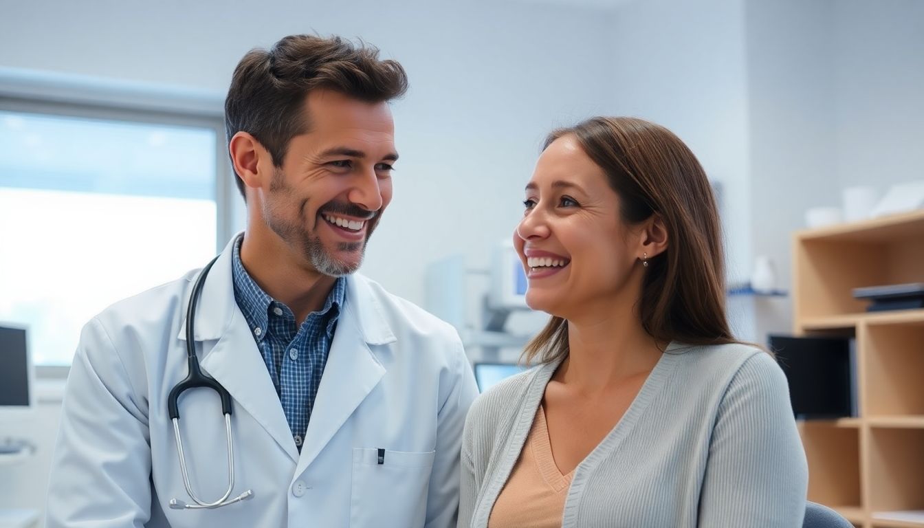 Hirninfarkt bei jüngeren Menschen: Arzt im Gespräch mit einer jungen Frau