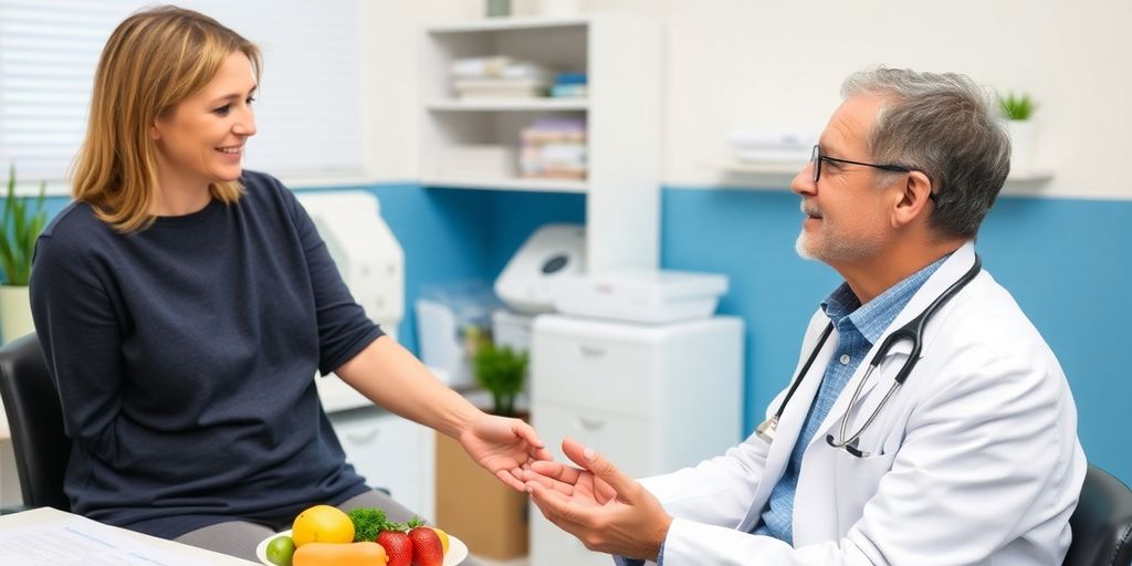 Hypertensive Krise: Patient und Arzt im Gespräch über Bluthochdruck und Ernährung.
