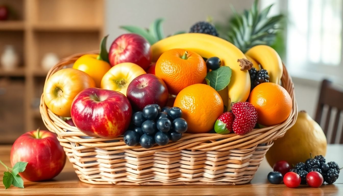 Karies und Ernährung: Großer Obstkorb in der Küche