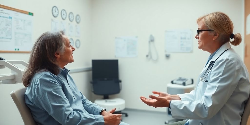 Patient und Arzt im Gespräch über Lambert-Eaton-Syndrom.