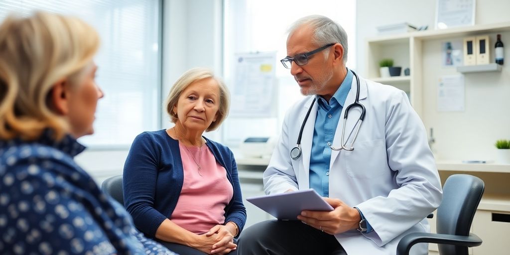Diagnose von Lipidstoffwechselstörungen: Patient und Arzt im hellen medizinischen Raum