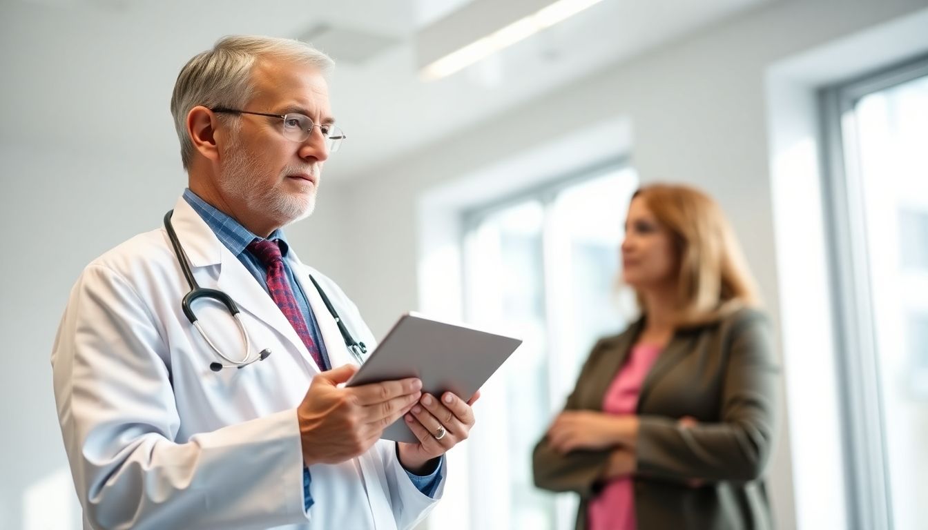 Diagnoseverfahren bei Larynxkarzinom: Arzt überprüft Laborwerte