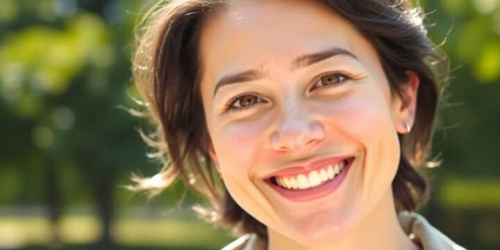 Person lächelt, genießt Leben