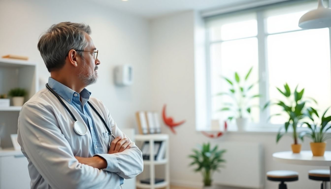 IGeL-Leistungen: Arzt und Patient in heller Praxis, die über Kosten sprechen.