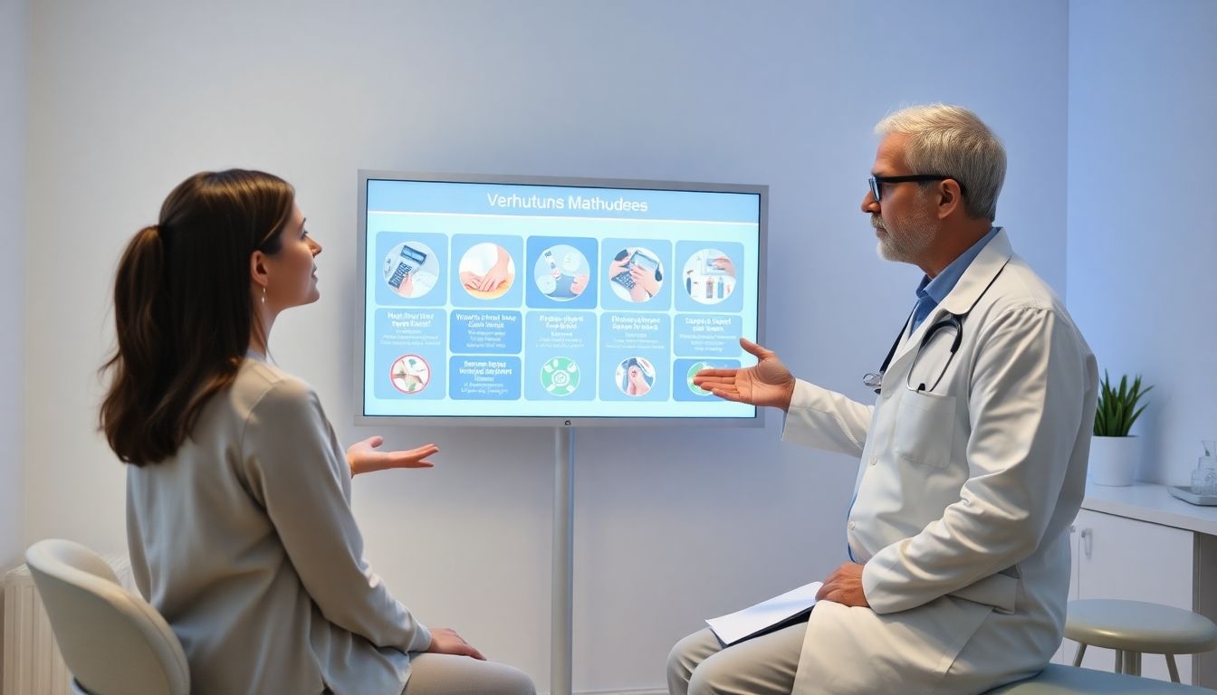 Verhütung: Arzt spricht mit Patientin über Verhütungsmethoden.