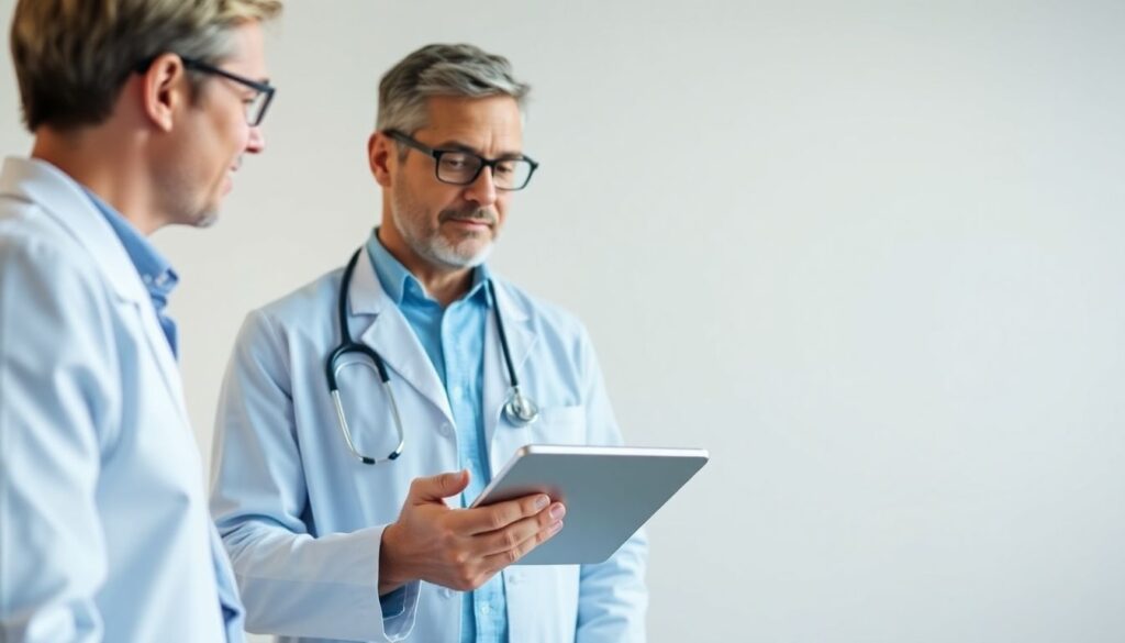 Symptome der chronischen Prostataentzündung: Arzt mit Tablet