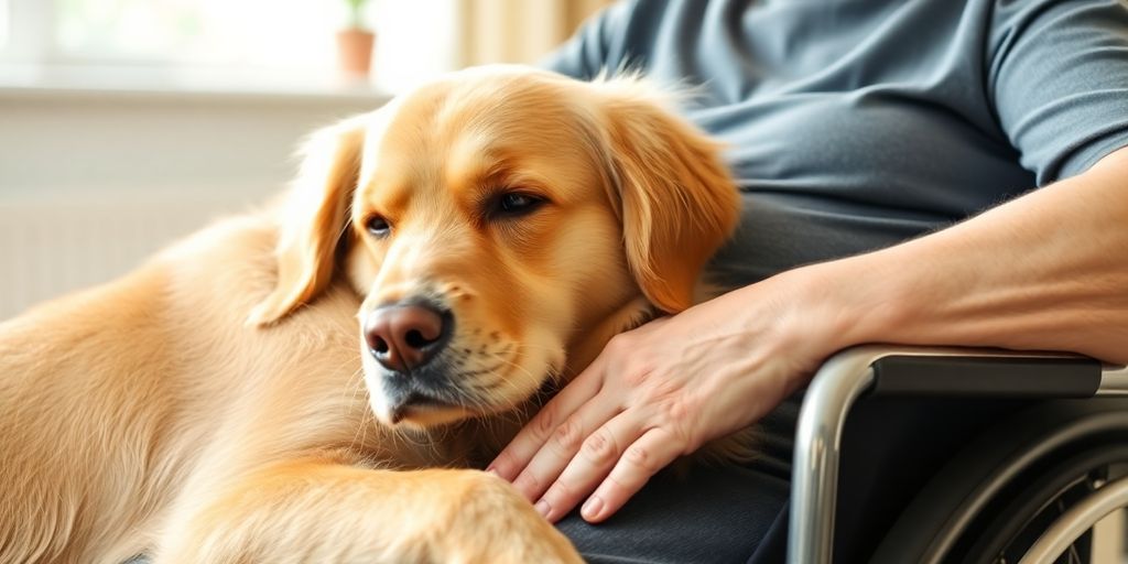 Tiergestützte Therapie: Hund streichelt Patient im Pflegeheim