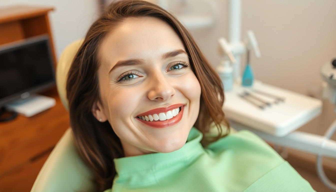 Smiling patient during a dental procedure.