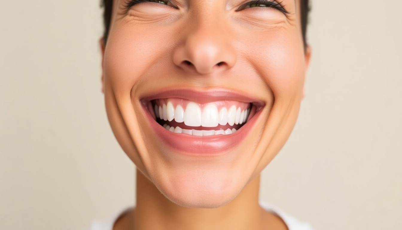 Smiling patient with a fixed retainer in place.