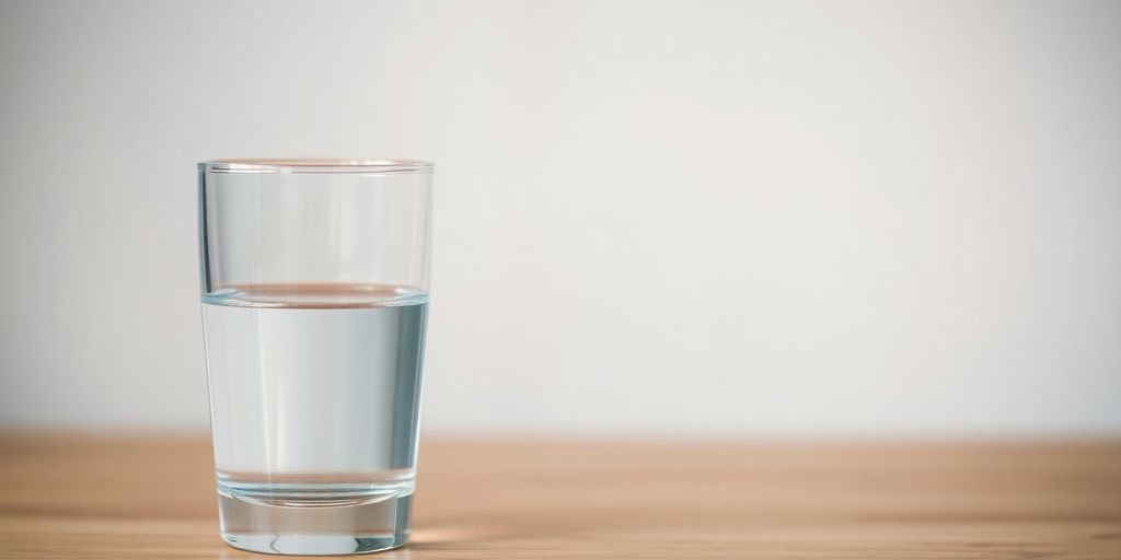 Ein Glas Wasser neben einem trockenen Mund.