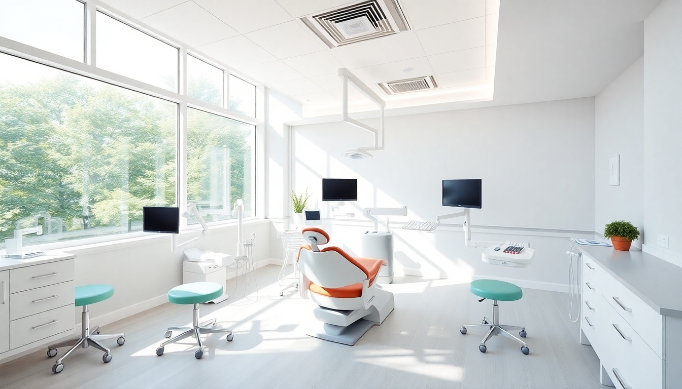 Modern dental practice interior with bright, clean aesthetics.