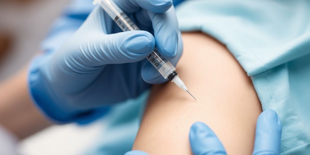 Ärztin verabreicht Lokalanästhesie bei Patient