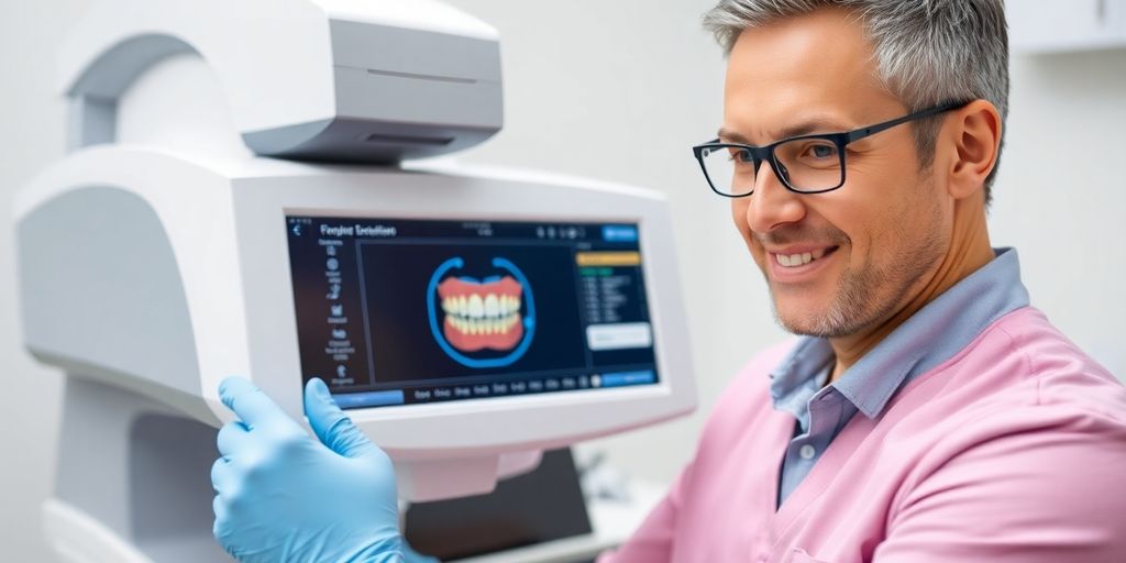 Zahnarzt bei der Verwendung einer CEREC-Maschine