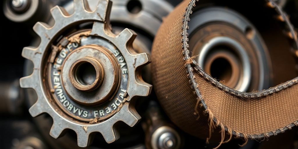 Abgenutzte mechanische Teile mit sichtbarem Verschleiß.