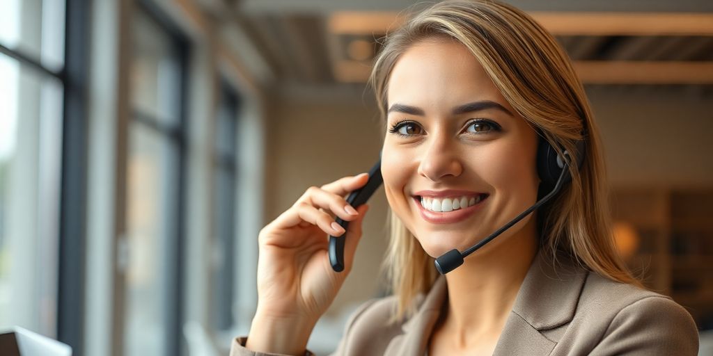 Freundlicher Kundenservice-Mitarbeiter am Telefon.